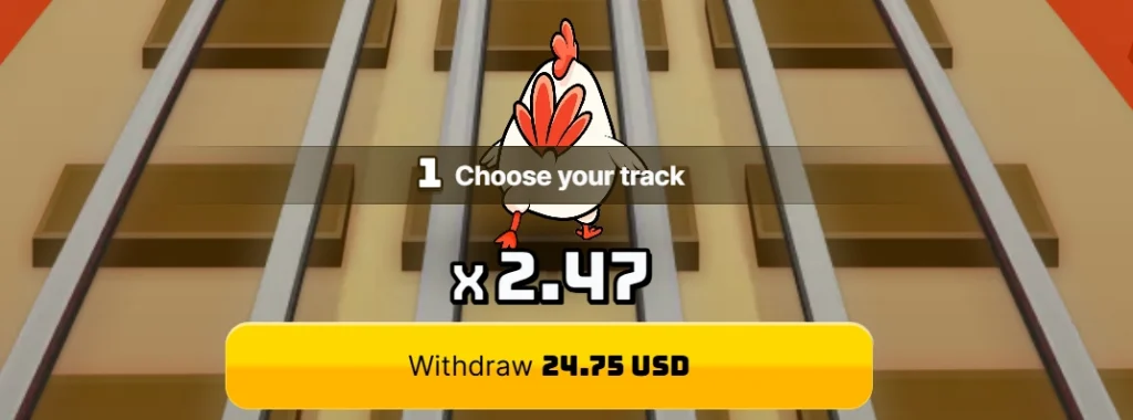 Chicken Subway Casino track selection screen with three multiplier choices